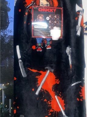 Source Unknown Chucky Black & Orange Plush Throw Blanket